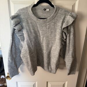 H&M Gray Sweater with Ruffle Details